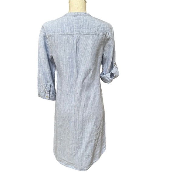 Malvin Hamburg Germany Blue Stripe Linen Shirt Dress Size: 6 Small - Picture 3 of 12